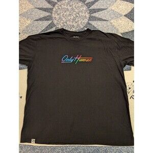 Only Human Unisex "Team Human, We All Win"  Black Rainbow Pride T-shirt Sz 2XL